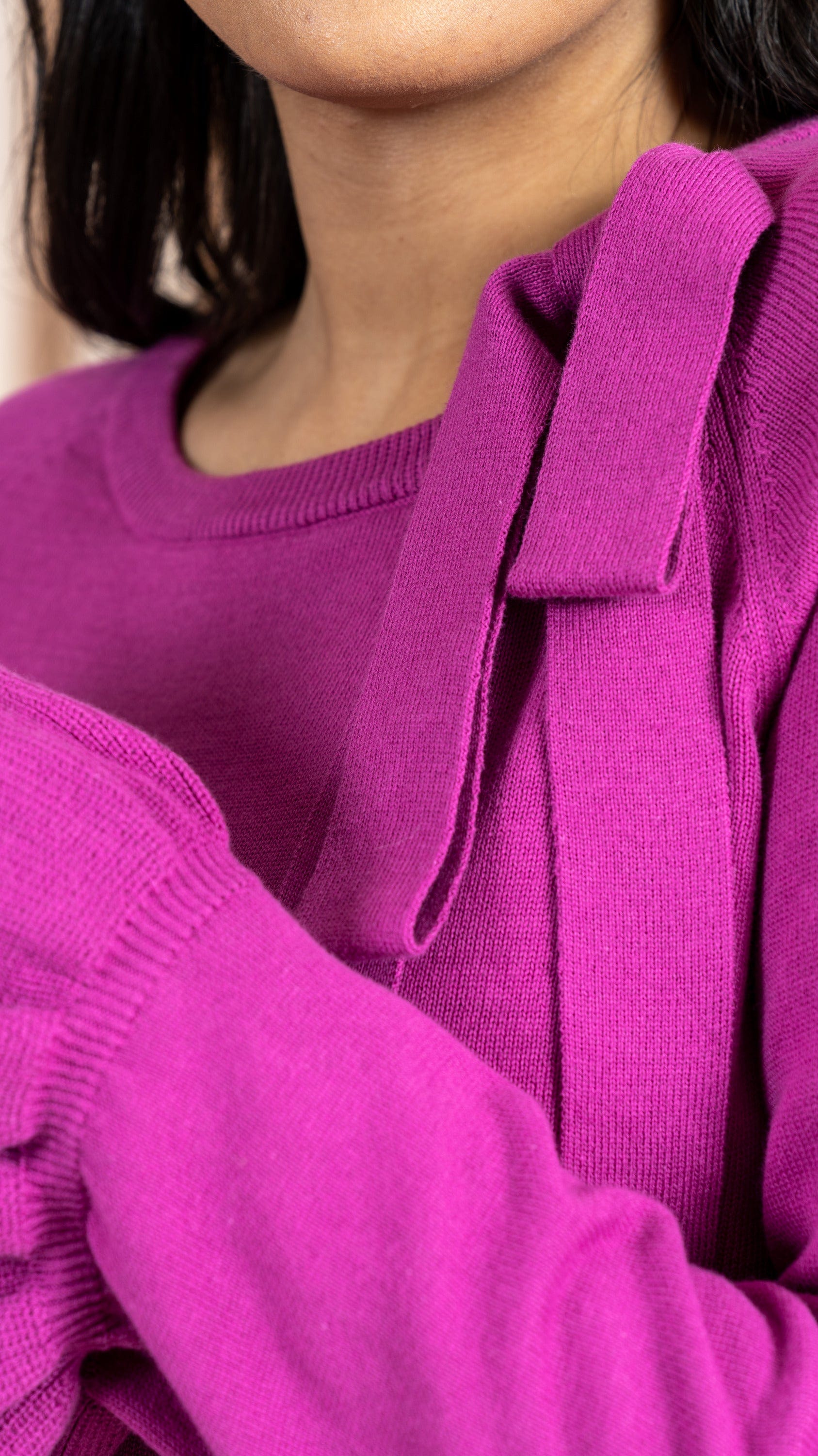 داليدرس بلوفر شتوي منسوج بأكمام فراشة أخضر