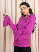 داليدرس بلوفر شتوي منسوج بأكمام فراشة أخضر