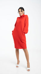 داليدرس بلوزة سادة طويلة بكم طويل ورقبة عالية نسائي