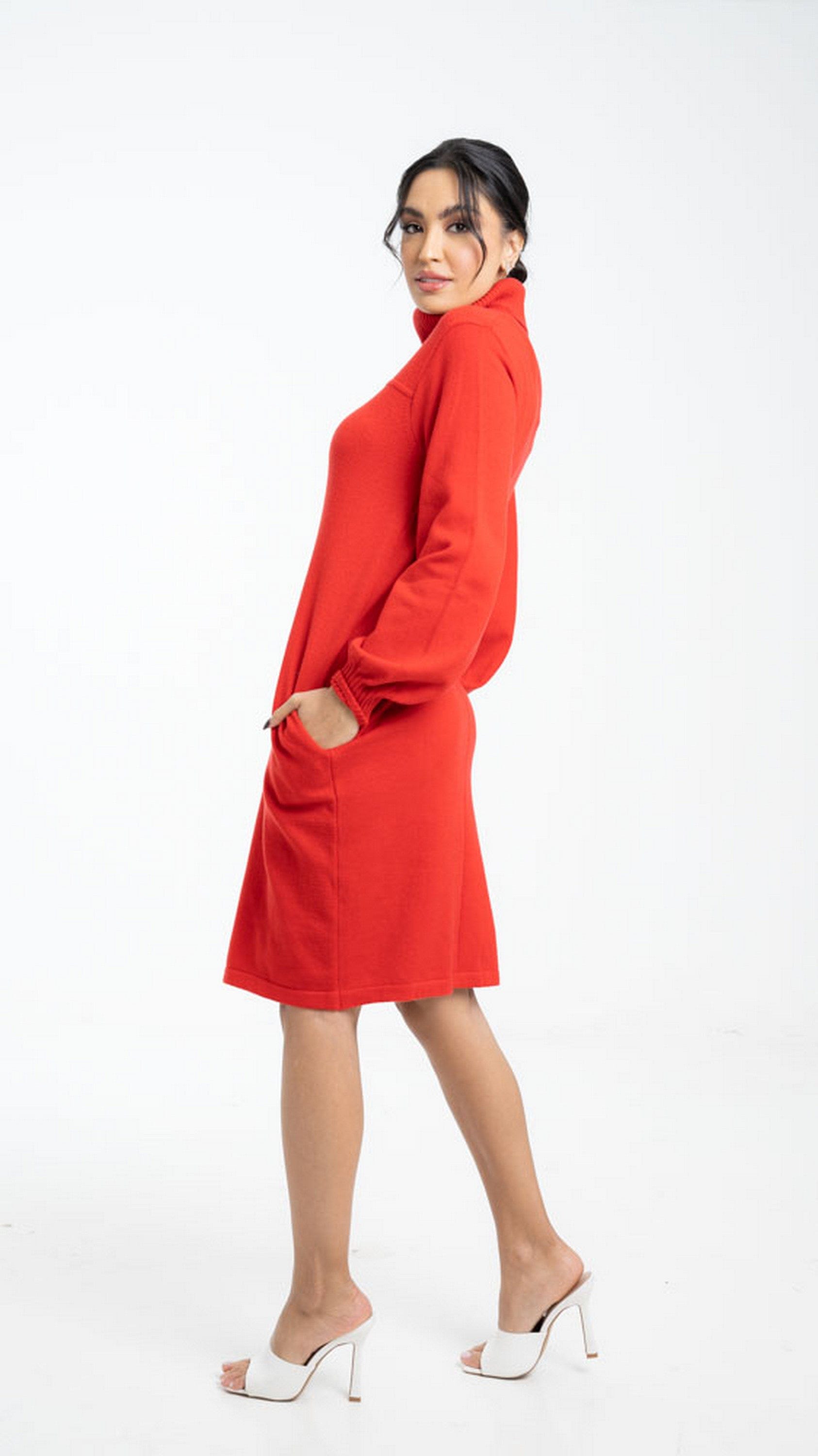 داليدرس بلوزة سادة طويلة بكم طويل ورقبة عالية نسائي