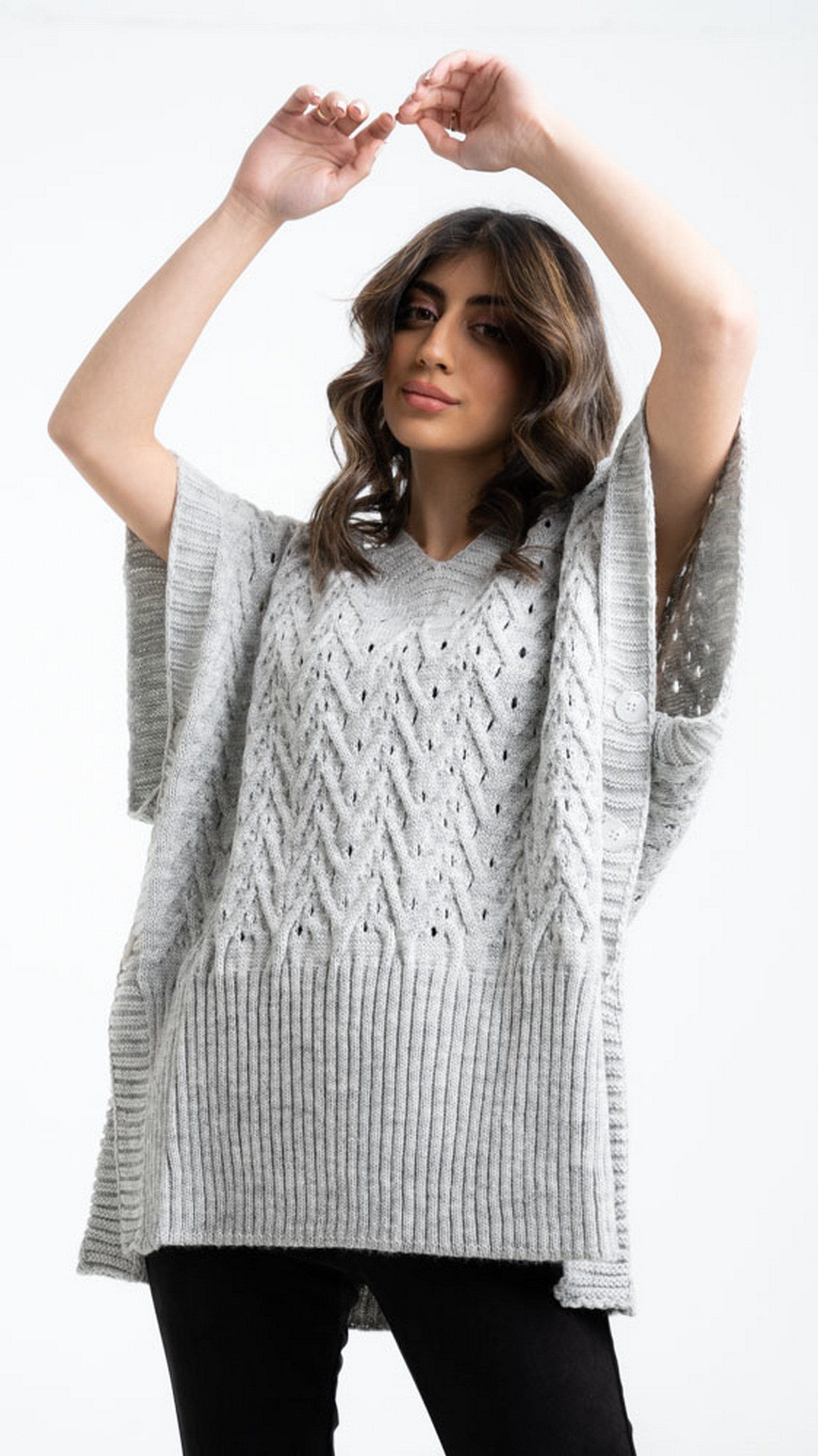 داليدرس بلوفر أوفر سايز مضفر نسائي كم قصير