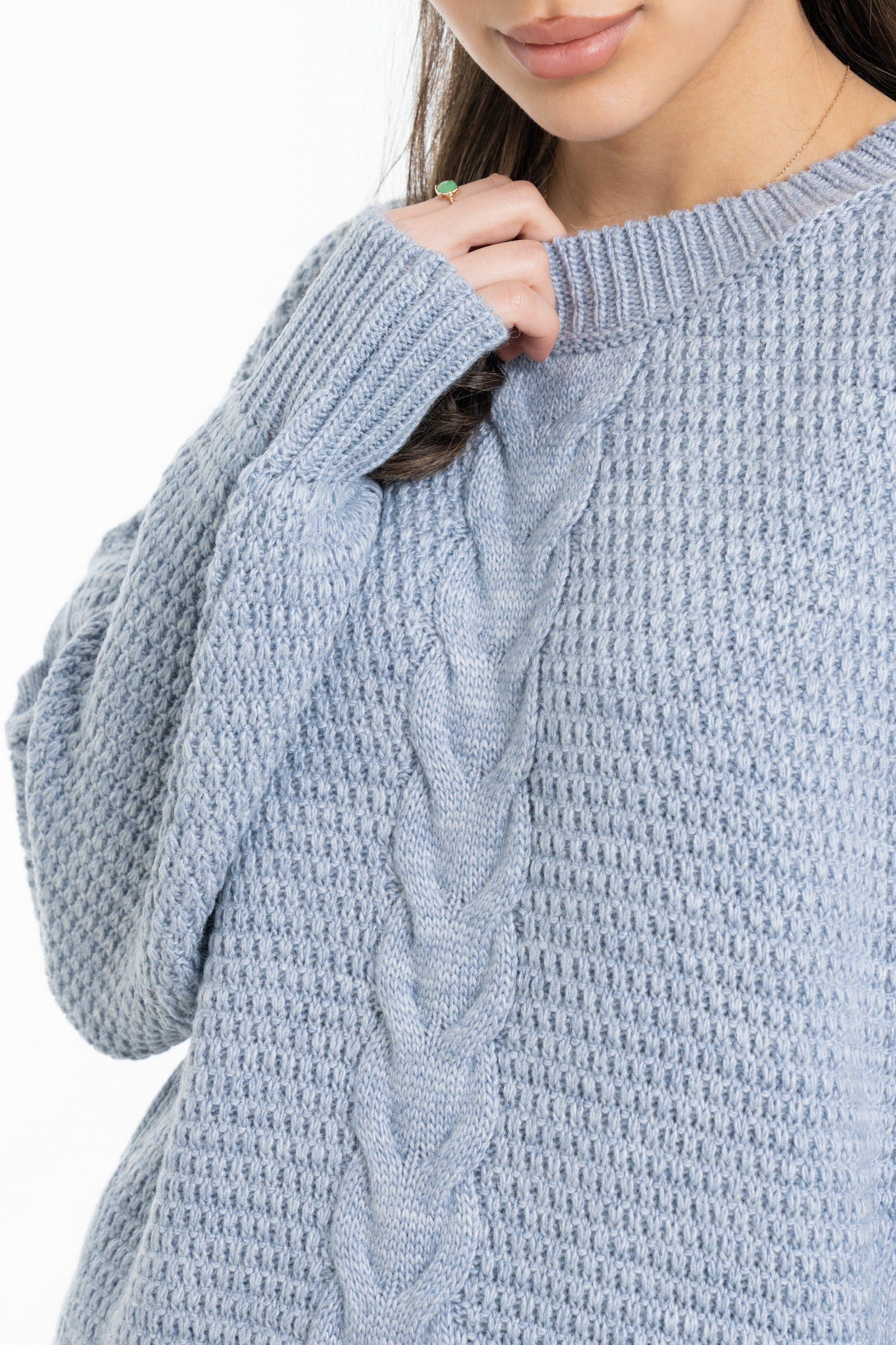 داليدرس بلوفر أوفر سايز مضلع كم طويل مضفر نسائي