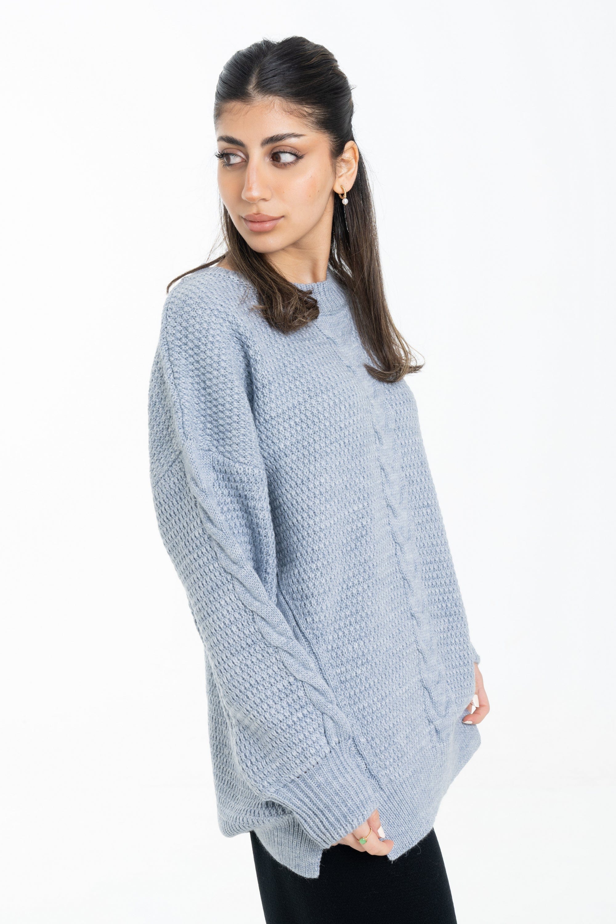 داليدرس بلوفر أوفر سايز مضلع كم طويل مضفر نسائي