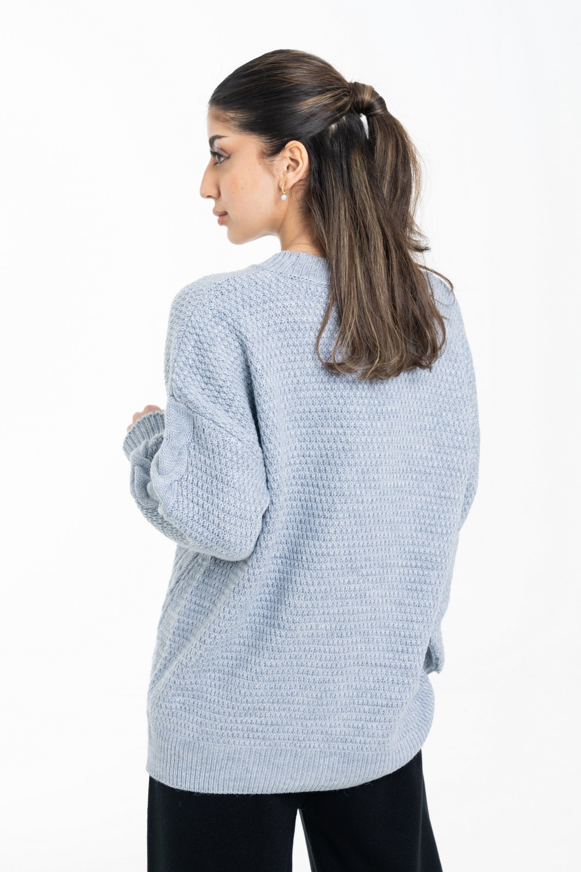 داليدرس بلوفر أوفر سايز مضلع كم طويل مضفر نسائي