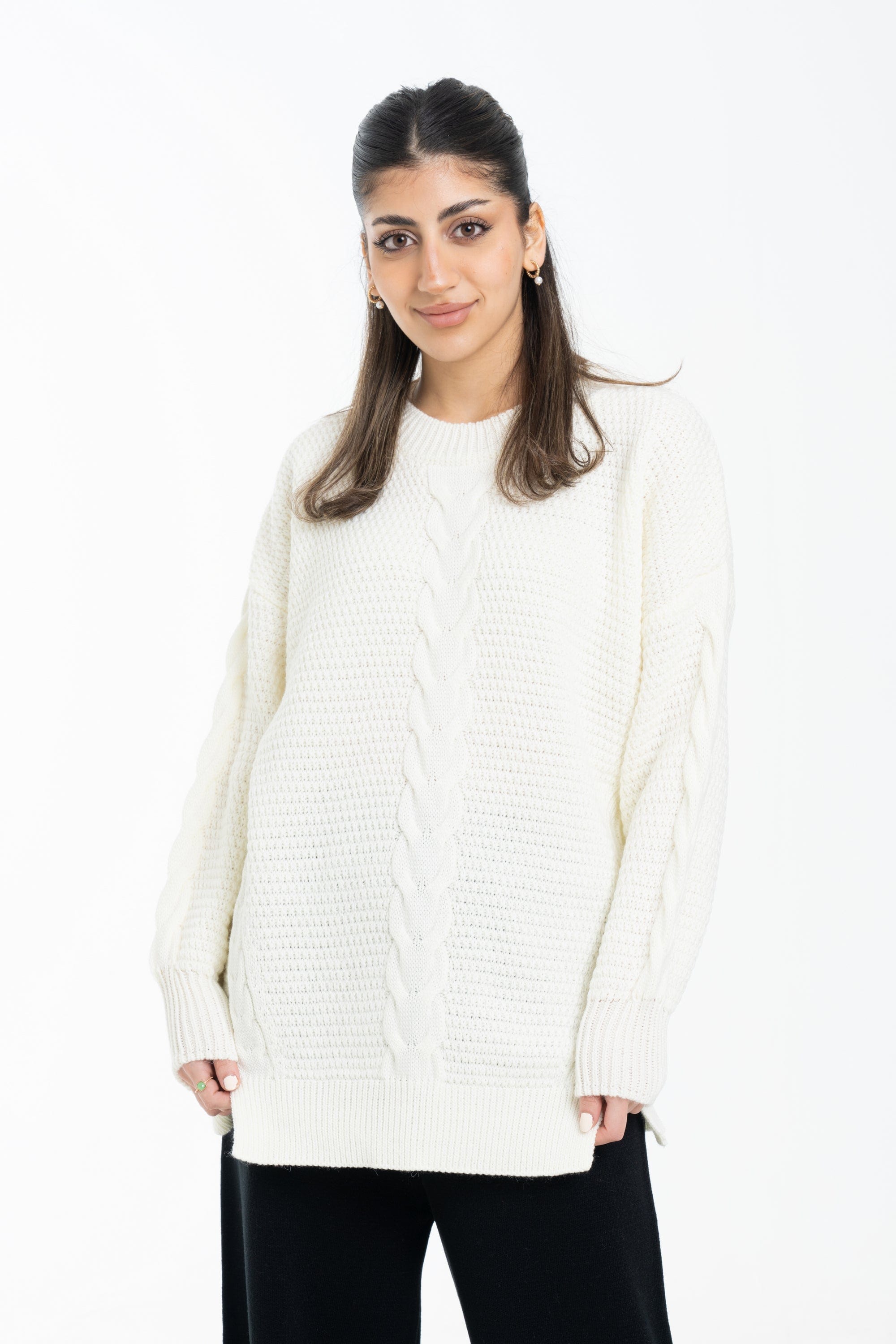 داليدرس بلوفر أوفر سايز مضلع كم طويل مضفر نسائي