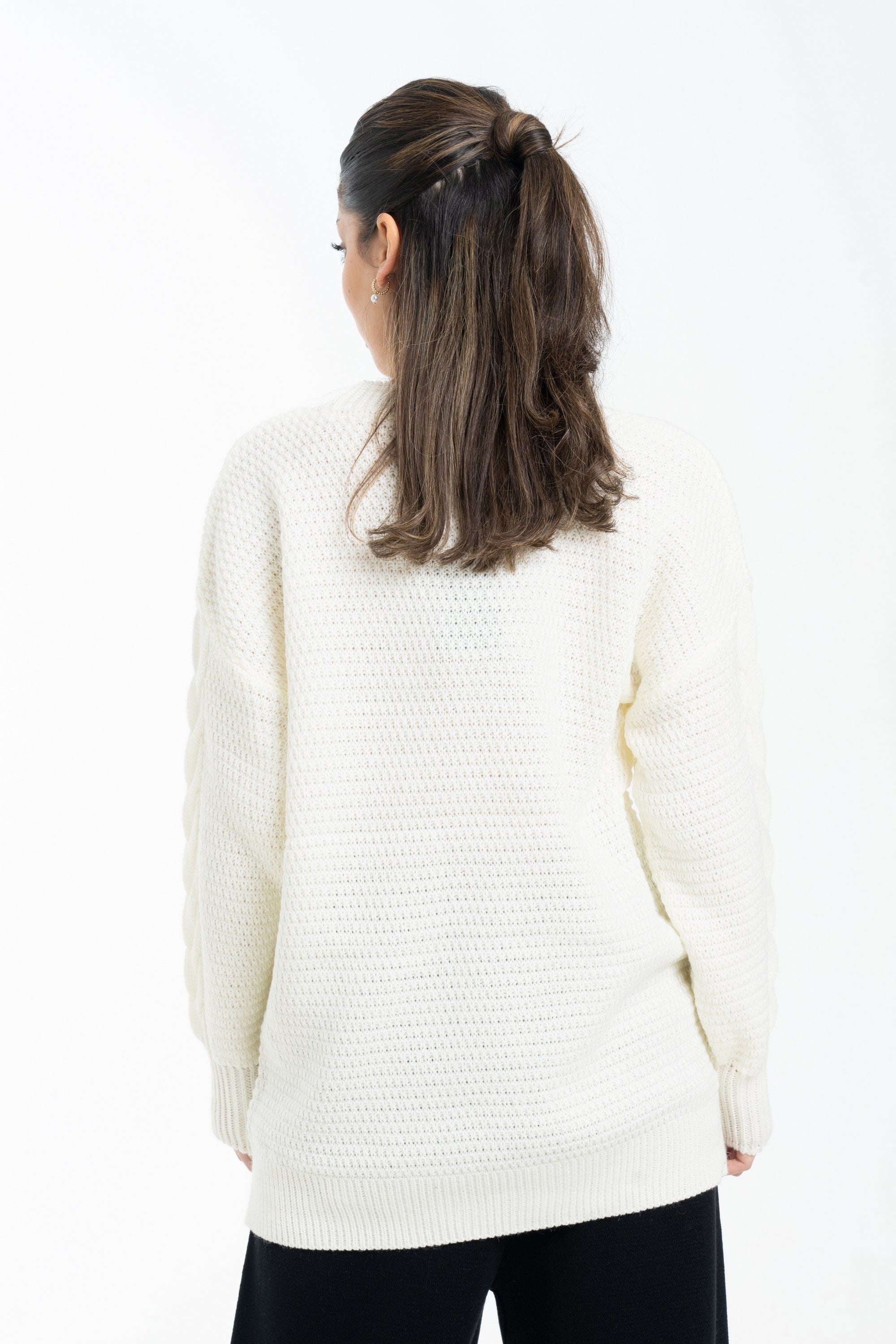 داليدرس بلوفر أوفر سايز مضلع كم طويل مضفر نسائي