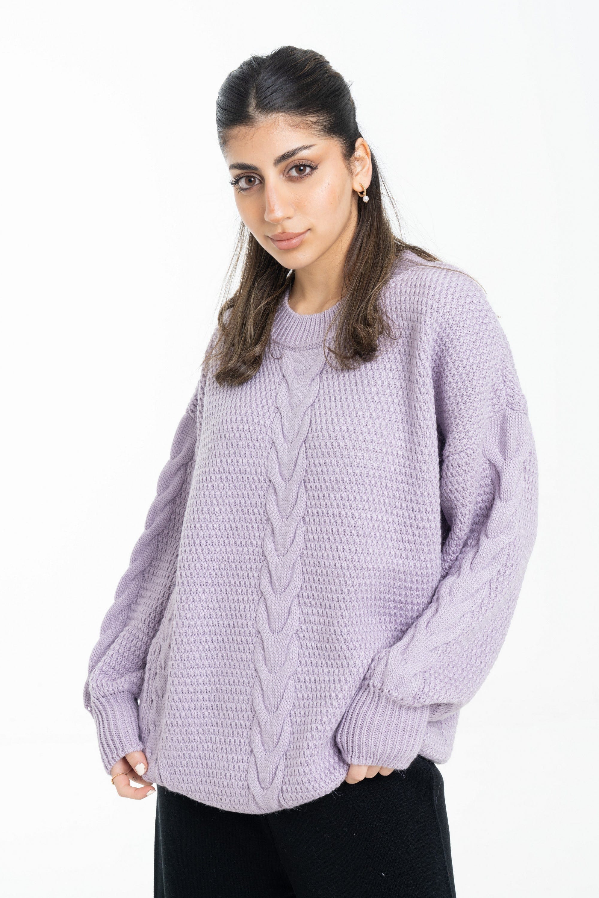 داليدرس بلوفر أوفر سايز مضلع كم طويل مضفر نسائي