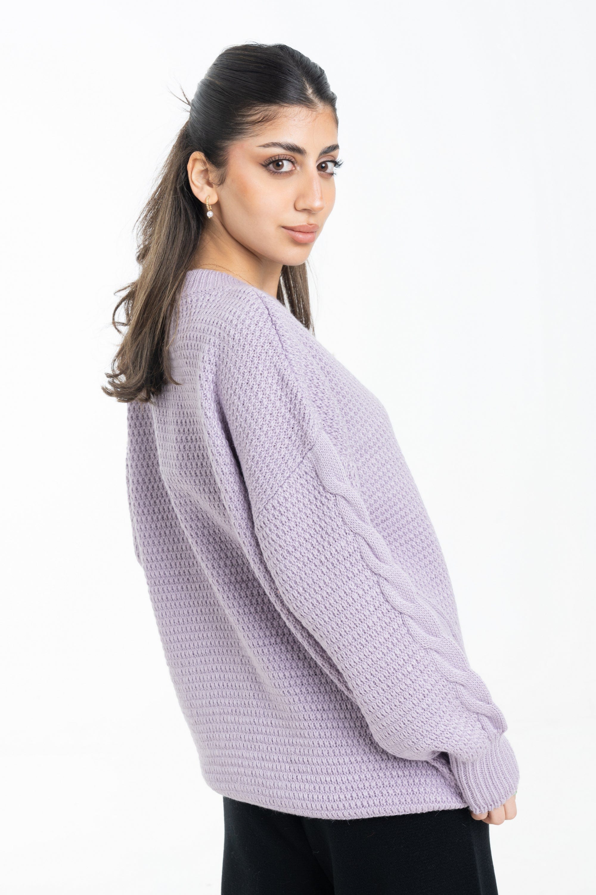 داليدرس بلوفر أوفر سايز مضلع كم طويل مضفر نسائي