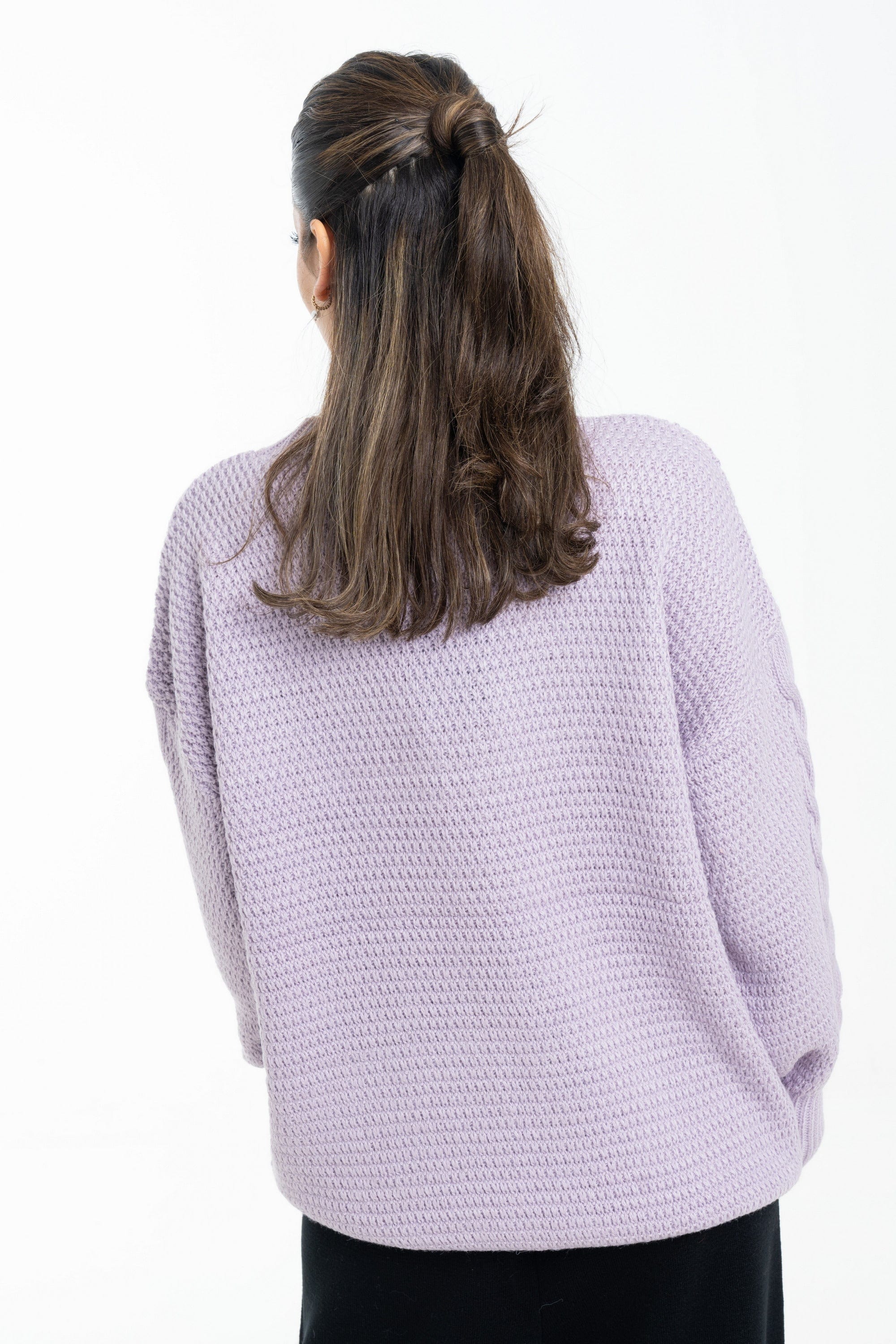 داليدرس بلوفر أوفر سايز مضلع كم طويل مضفر نسائي