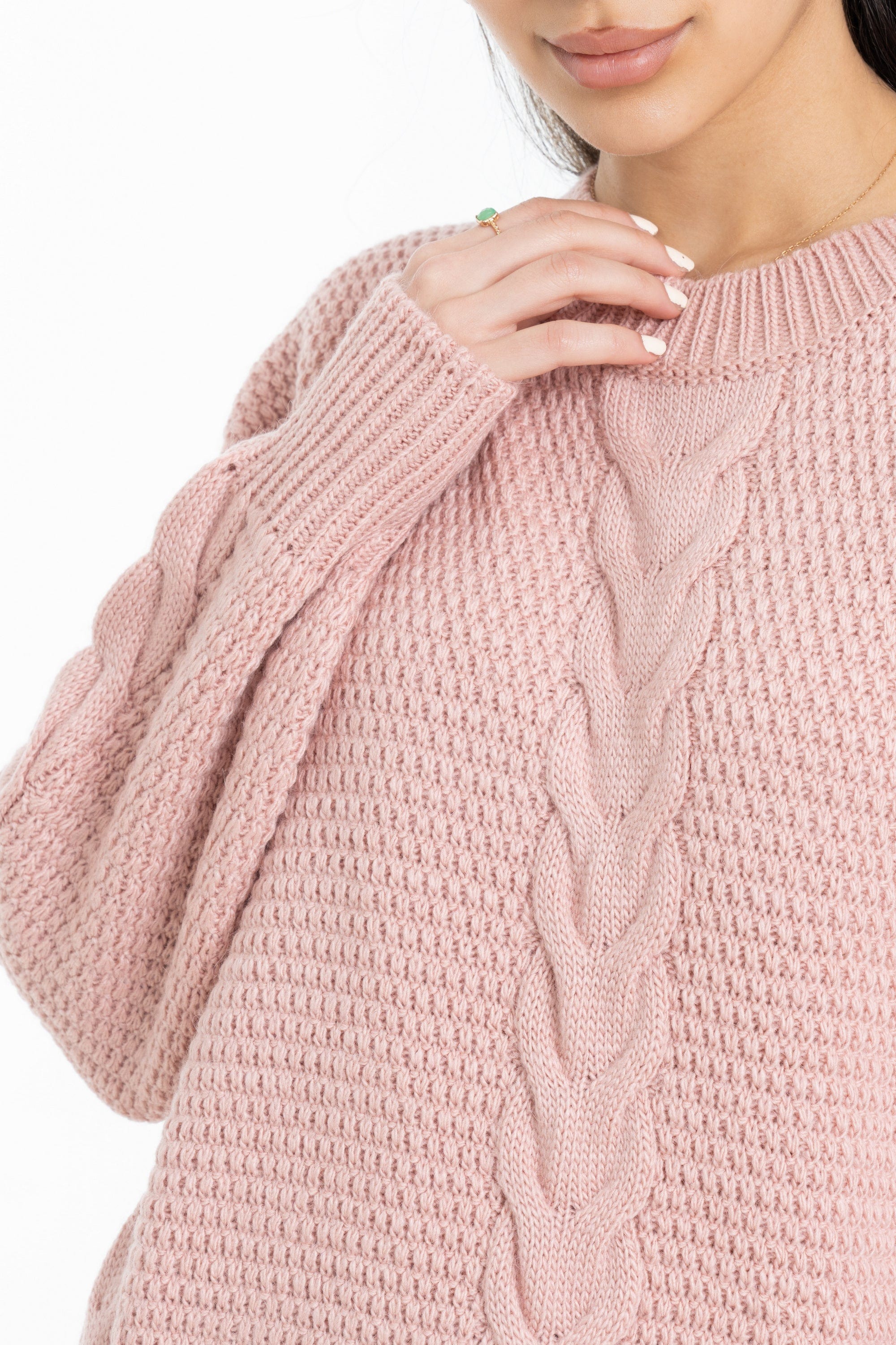 داليدرس بلوفر أوفر سايز مضلع كم طويل مضفر نسائي