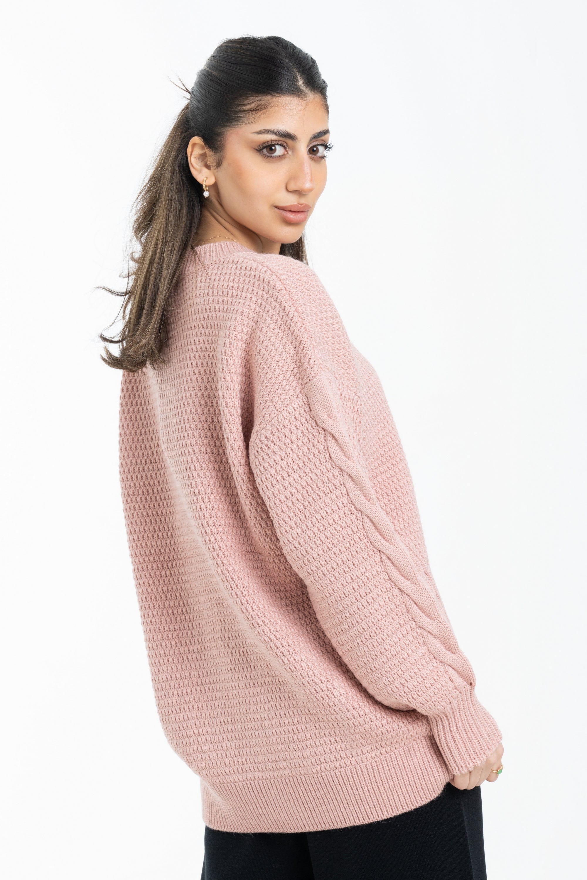 داليدرس بلوفر أوفر سايز مضلع كم طويل مضفر نسائي