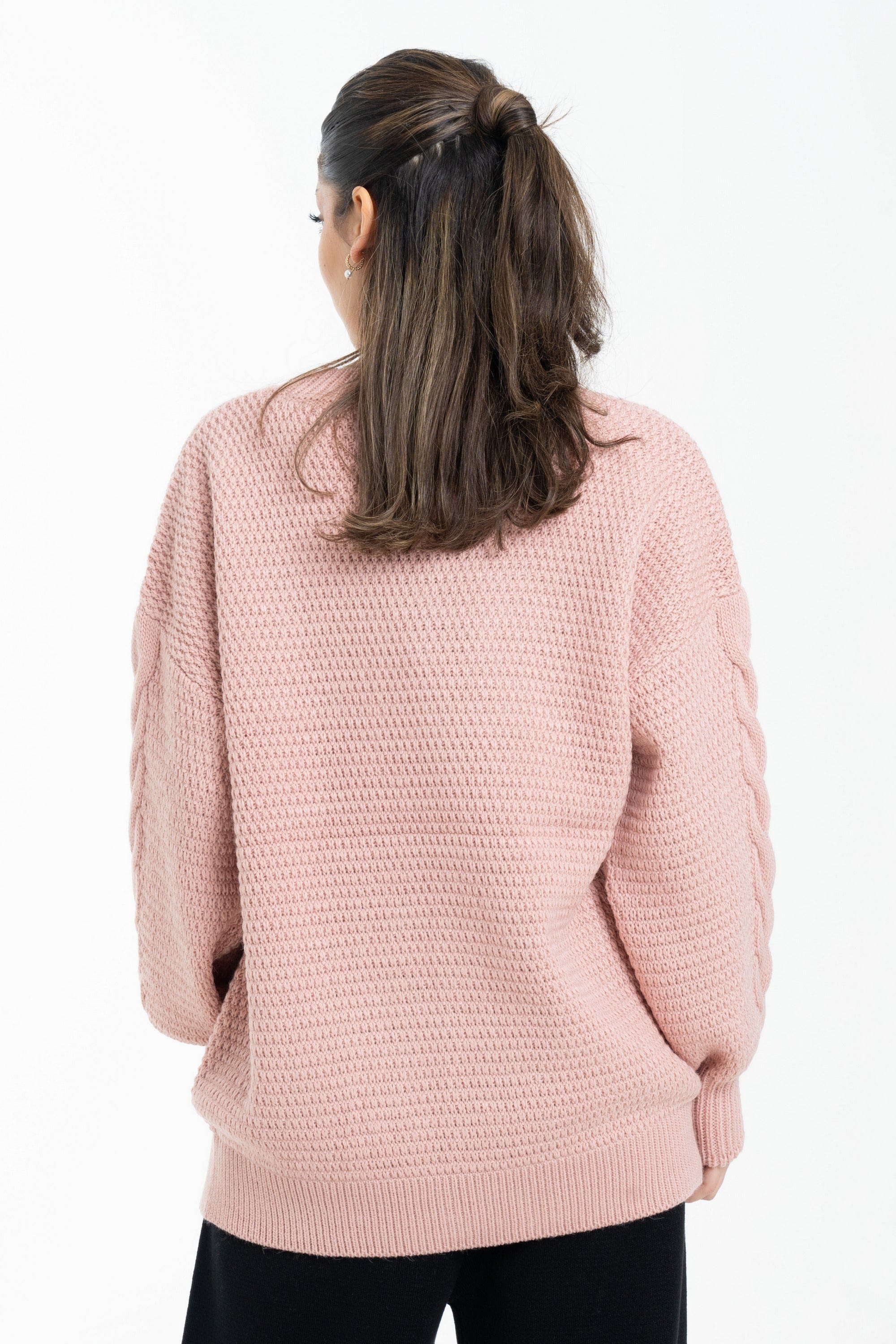 داليدرس بلوفر أوفر سايز مضلع كم طويل مضفر نسائي