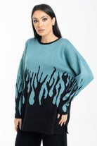 داليدرس بلوفر بيتي منقوش أوفر سايز كم طويل نسائي