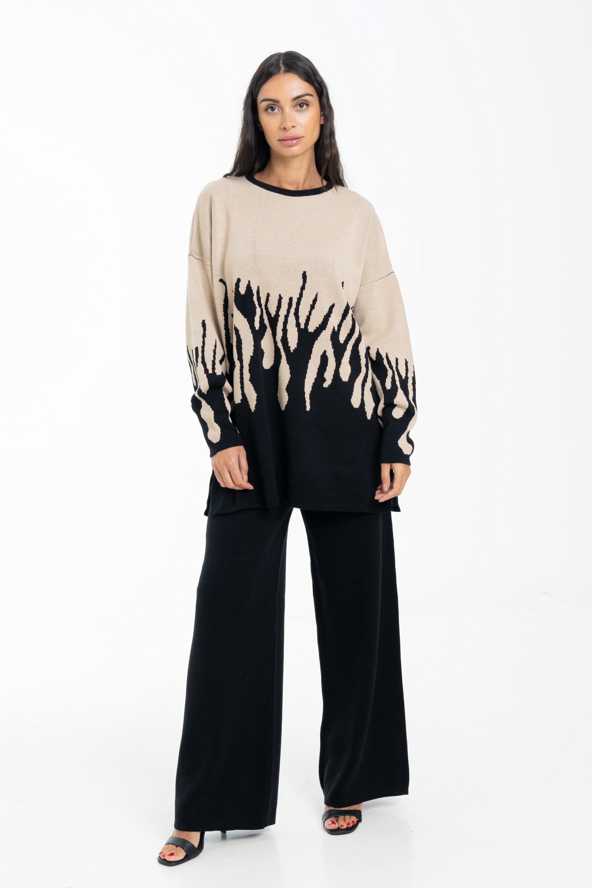 داليدرس بلوفر بيتي منقوش أوفر سايز كم طويل نسائي