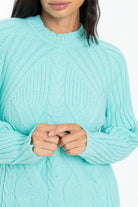 داليدرس بلوزة طويلة مضلعة كم طويل نسائي تركواز