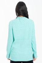 داليدرس بلوزة طويلة مضلعة كم طويل نسائي تركواز