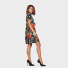 كيتشن فستان قصير مشجر نص كم