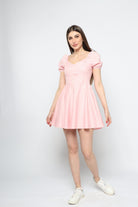 كيتشن فستان قصير سادة مزموم من الخصر