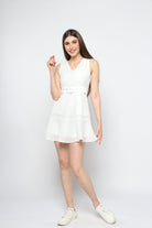 كيتشن فستان نسائي قصير بدون أكمام بحزام علي الخصر