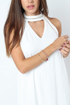 كيتشن فستان قصير مزين بخناقة عريضة