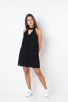 كيتشن فستان قصير مزين بخناقة عريضة