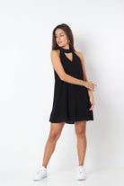 كيتشن فستان قصير مزين بخناقة عريضة