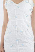 كيتشن فستان قصير مورد كت مكشكش بأزرار أمامية