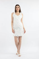 كيتشن فستان قصير مورد كت مكشكش بأزرار أمامية