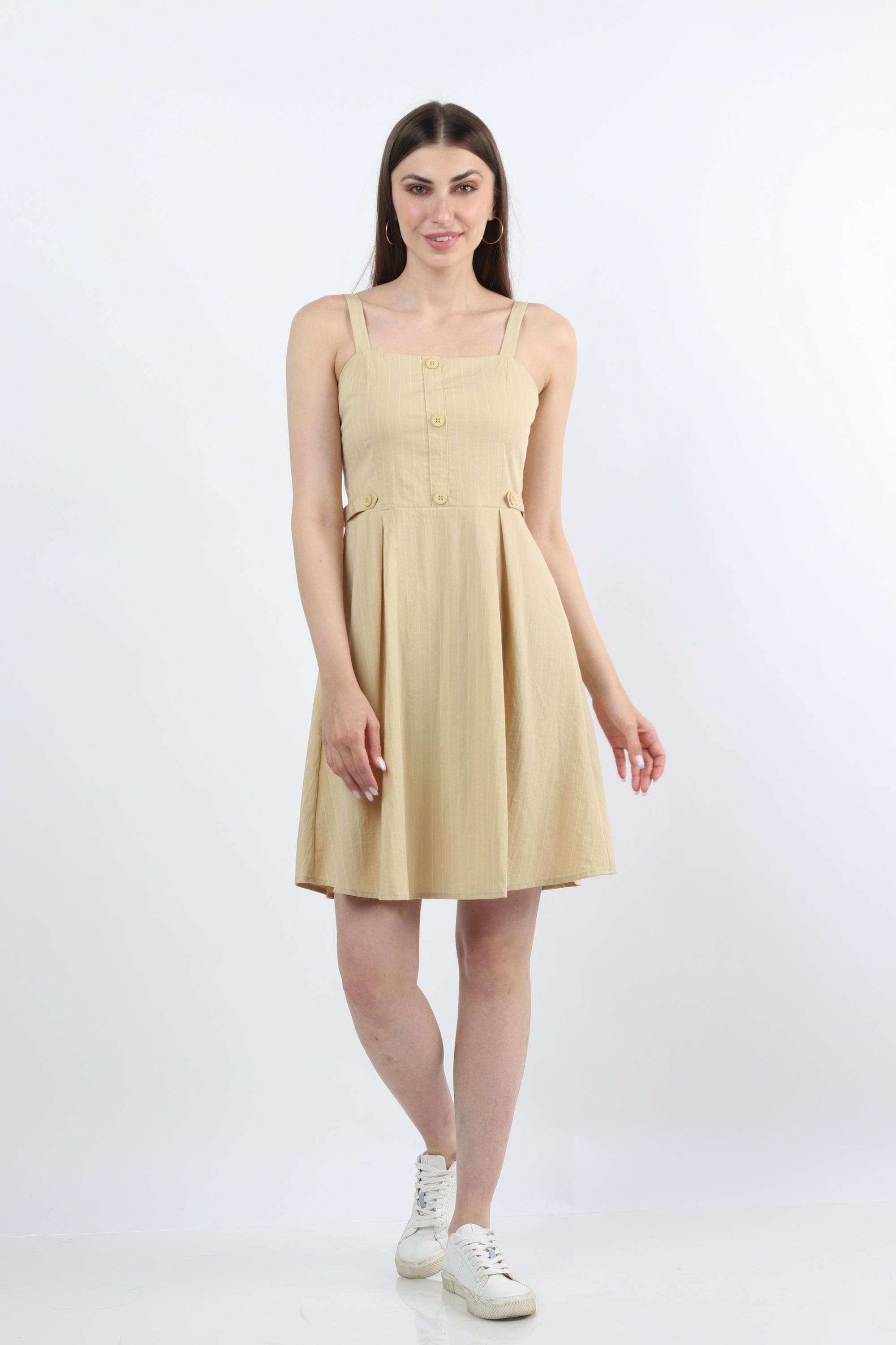 كيتشن فستان قصير حمالات مخطط بالطول