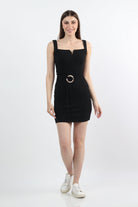 كيتشن فستان قصير سادة برباط على الخصر