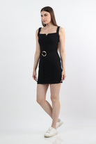 كيتشن فستان قصير سادة برباط على الخصر