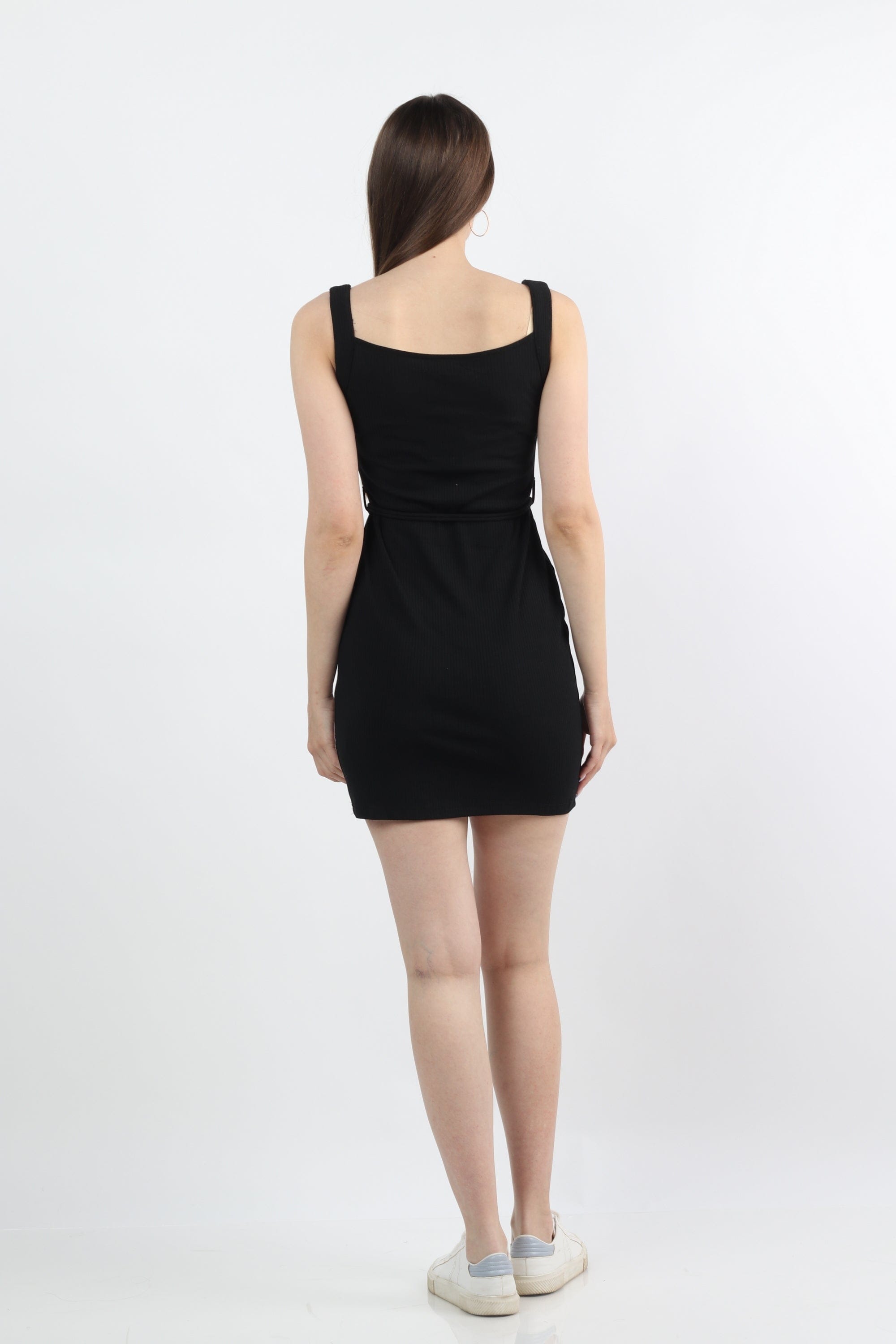 كيتشن فستان قصير سادة برباط على الخصر