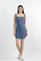 كيتشن فستان قصير سادة برباط على الخصر