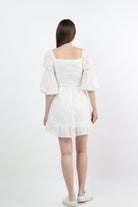 كيتشن فستان قصير نسائي سادة مزين بأزرار على الصدر