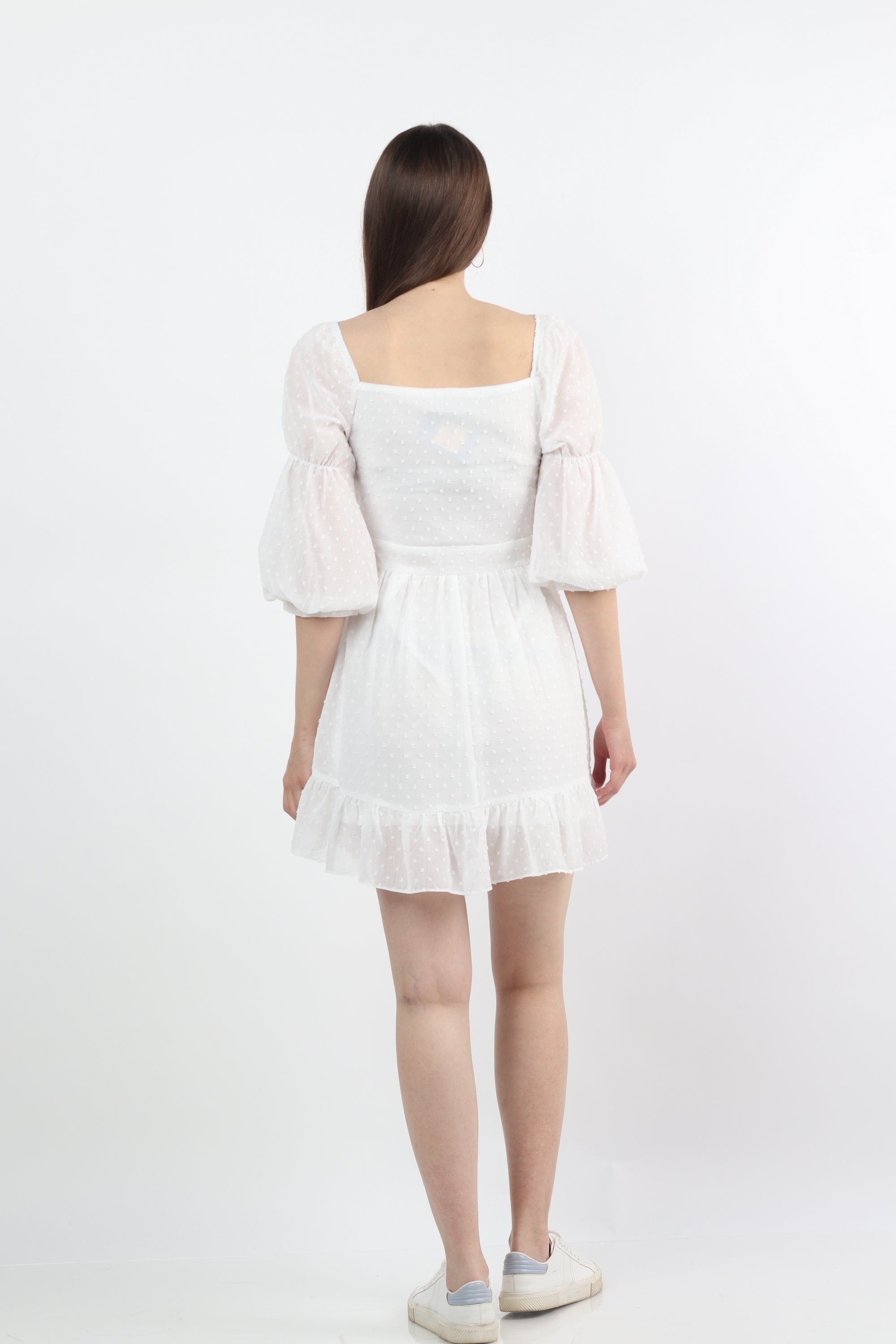 كيتشن فستان قصير نسائي سادة مزين بأزرار على الصدر