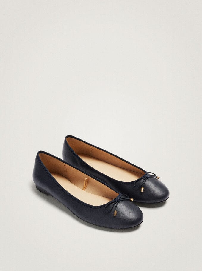 بارفوا حذاء باليرينا نسائي مسطح سادة مزين بفيونكة