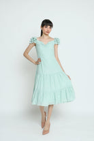 كيتشن فستان ميدي مخصر سادة حمالات