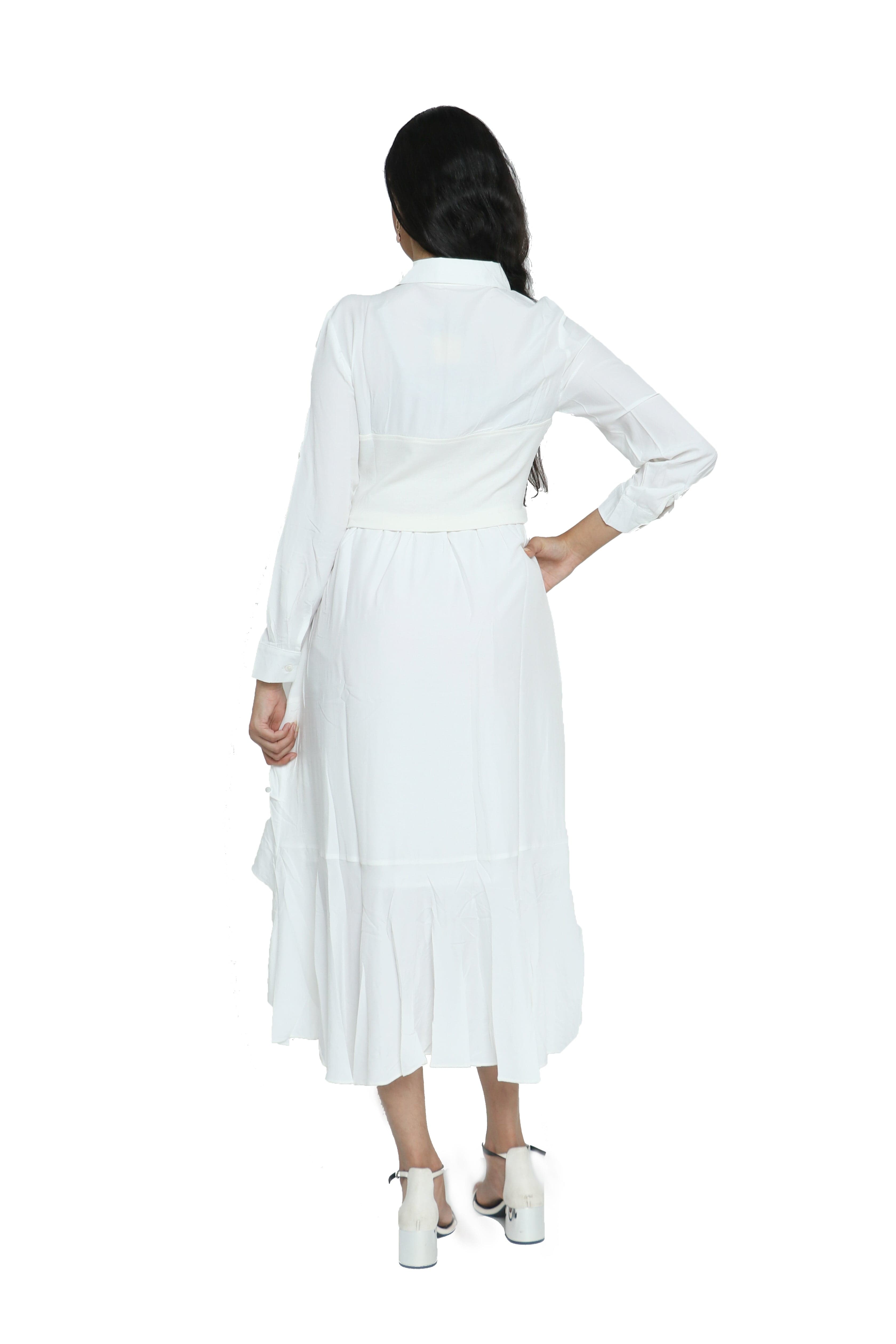 كيتشن فستان ميدي سادة كرانيش من الذيل بكم طويل