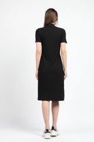 كيتشن فستان ميدي نص كم بطبعة أمامية أسود