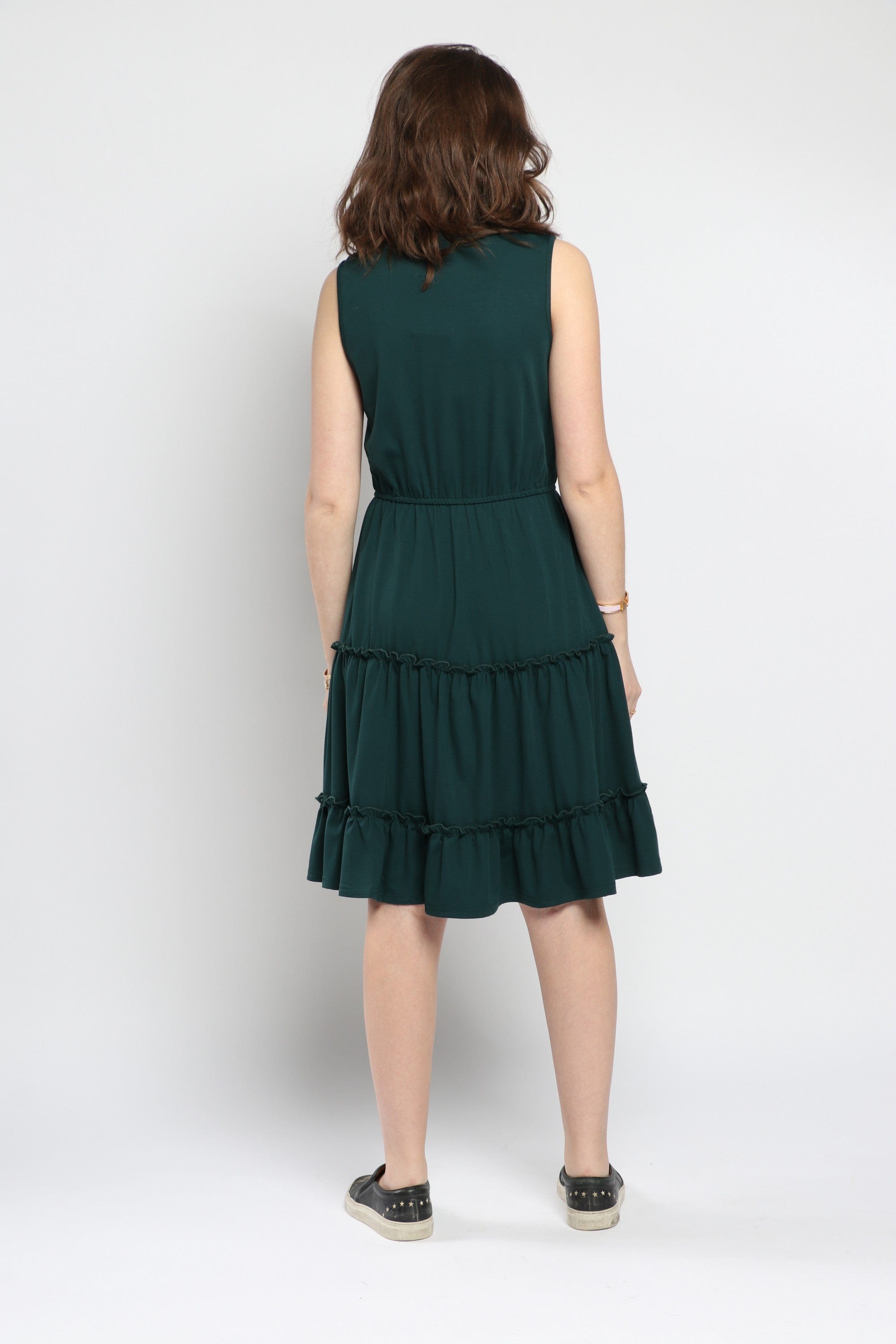 كيتشن فستان ميدي سادة مخصر منفوش برباط على الصدر