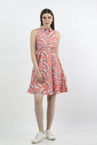 كيتشن فستان ميدي مشجر كت بياقة مرجاني