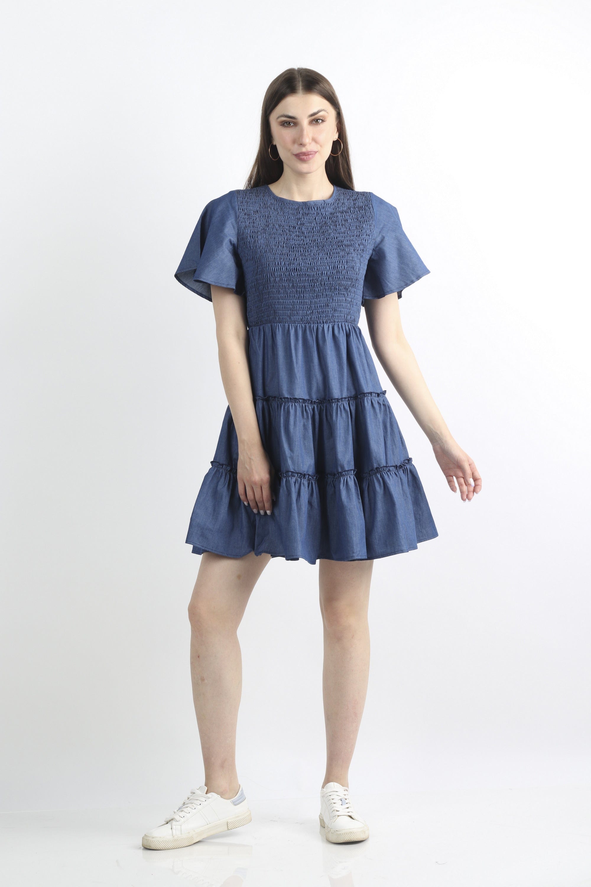 كيتشن فستان ميدي مخصر منفوش نص كم