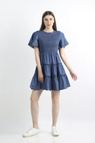 كيتشن فستان ميدي مخصر منفوش نص كم