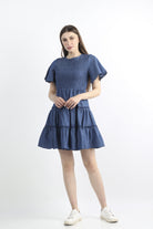 كيتشن فستان ميدي مخصر منفوش نص كم