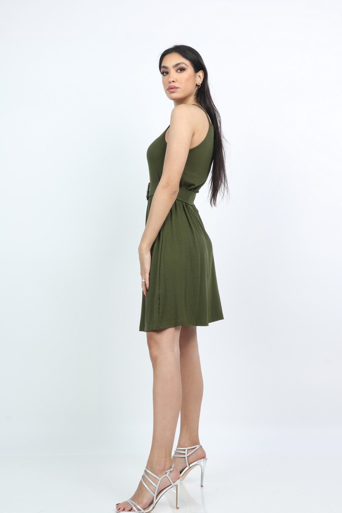 كيتشن فستان ميدي بحزام على الخصر حمالات