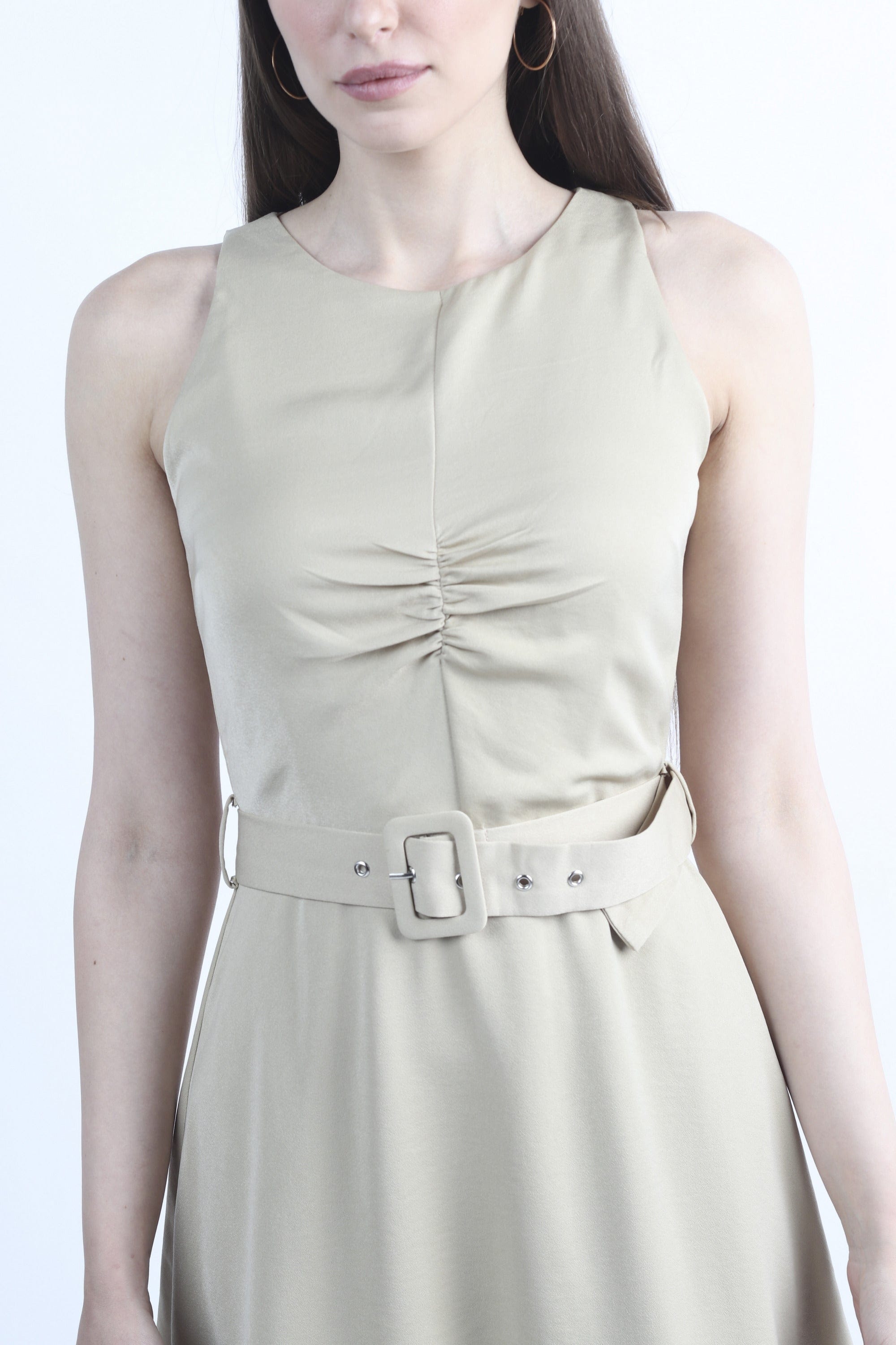 كيتشن فستان ميدي مخصر سادة كت