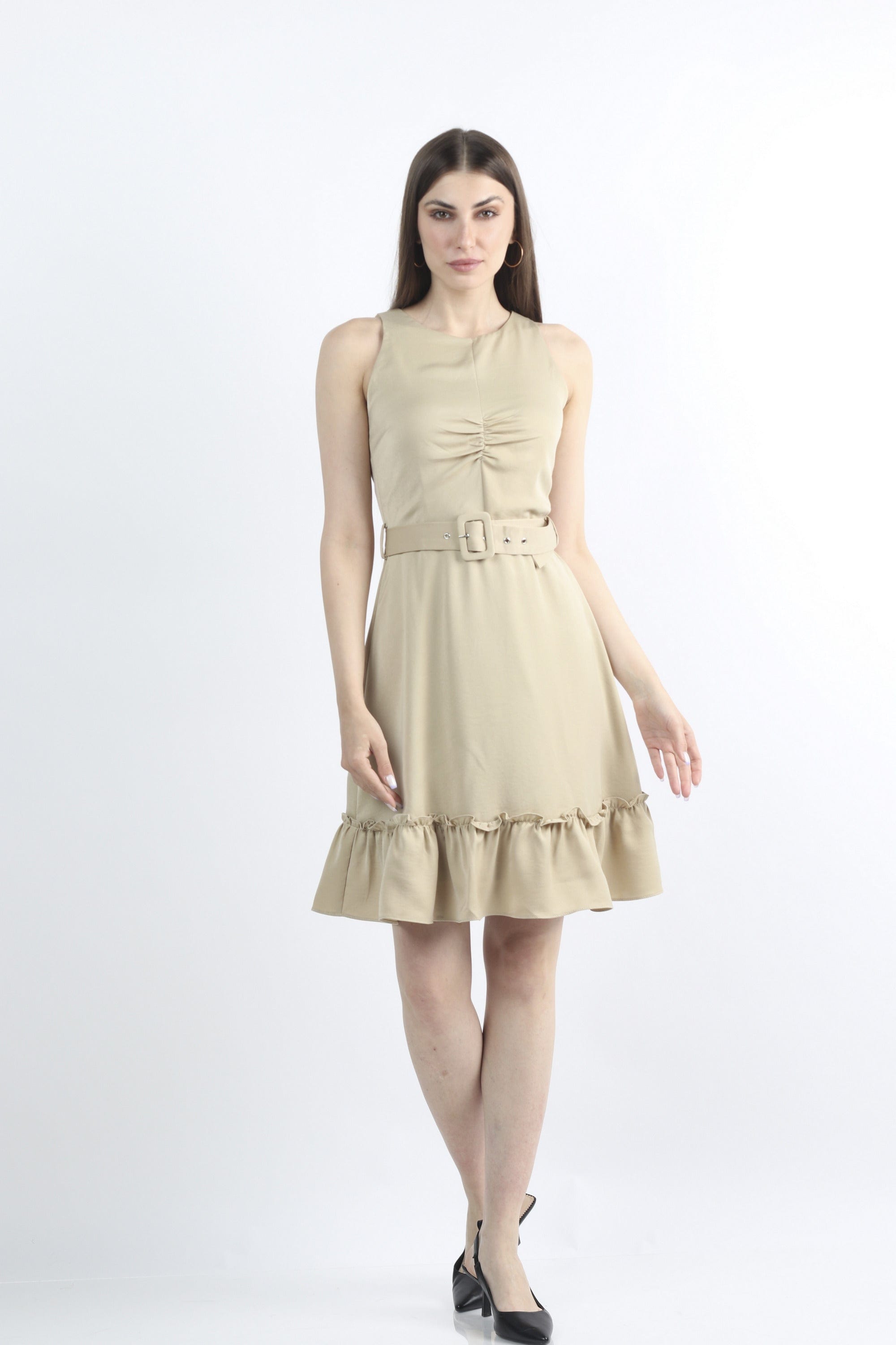 كيتشن فستان ميدي مخصر سادة كت