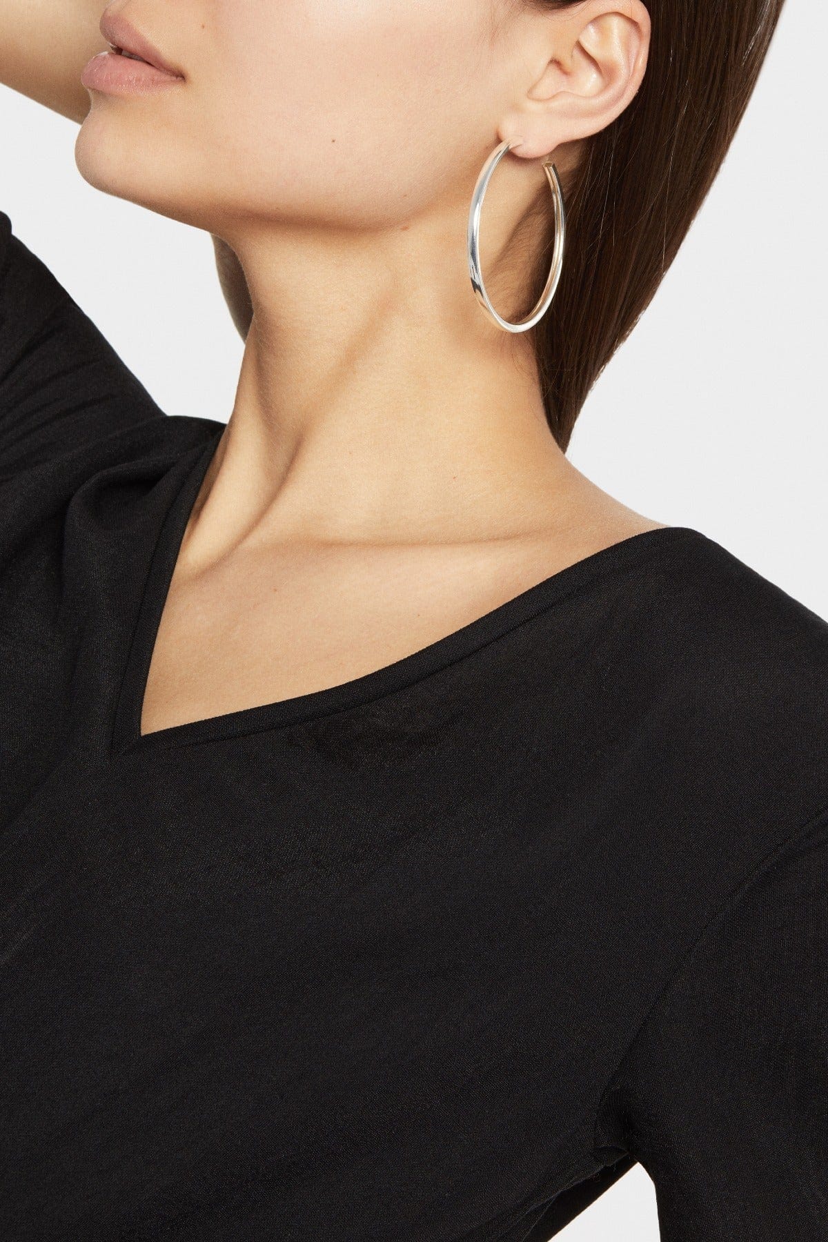 بارفوا أقراط دائرية فضة نسائي فضي