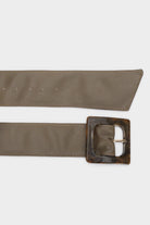 بارفوا حزام جلد نسائي عريض بتوكة عريضة مشبحة بني