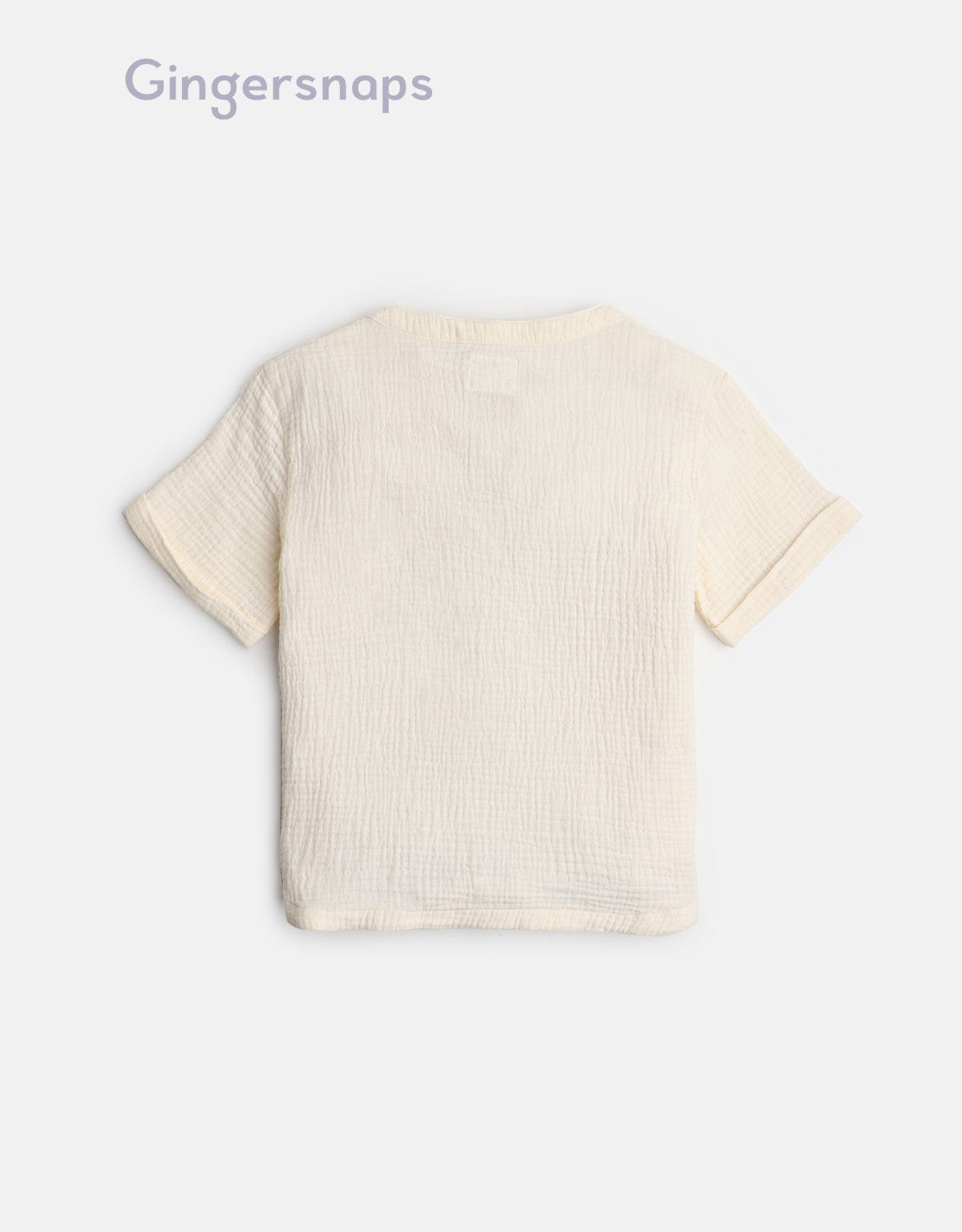 جينجرسنابس قميص بدون ياقه بكشكشة مزين بزرار واحد ولادي أوف وايت